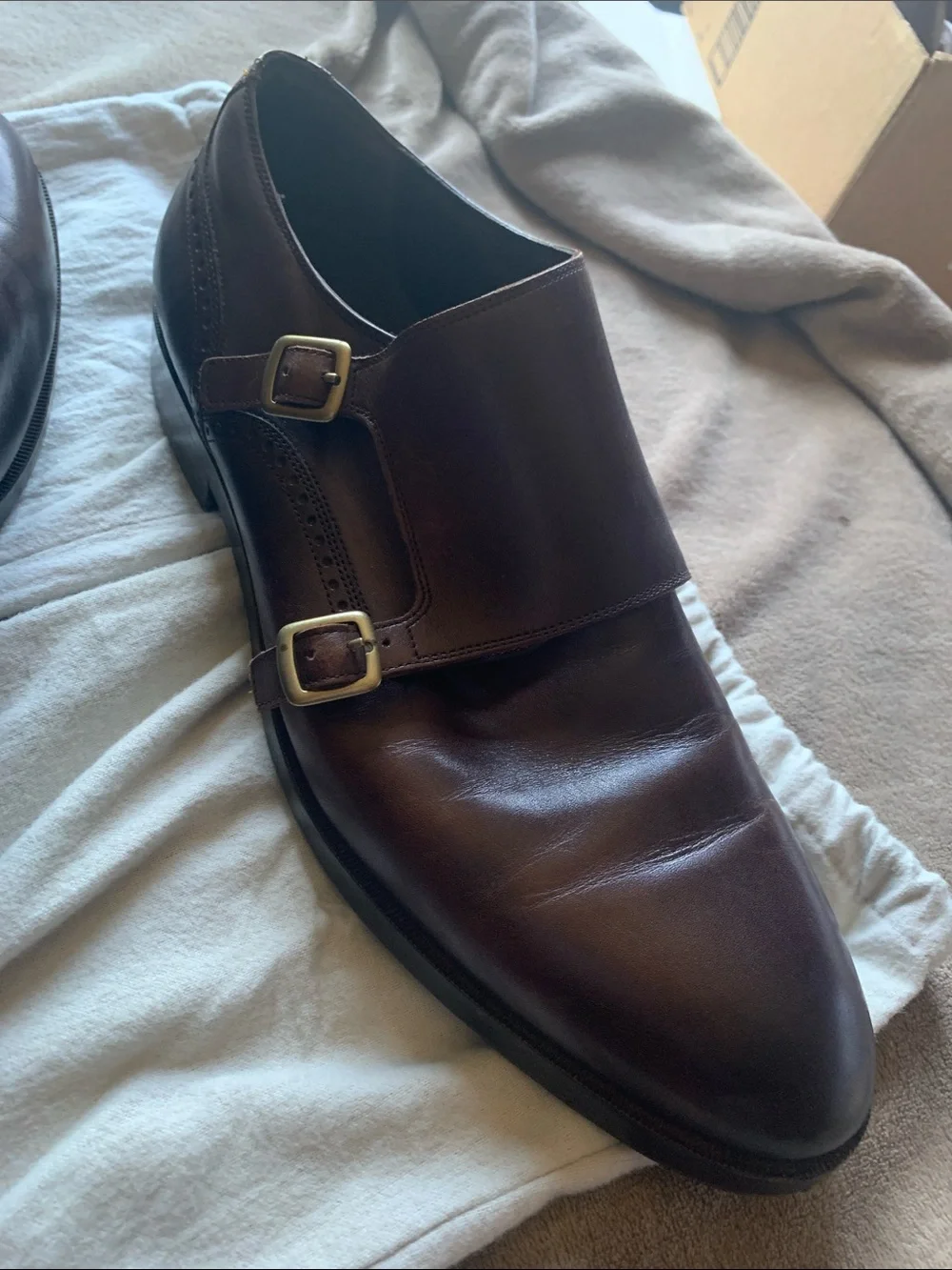 Cole Haan Brown Leather Double Monk Strap Oxfords
